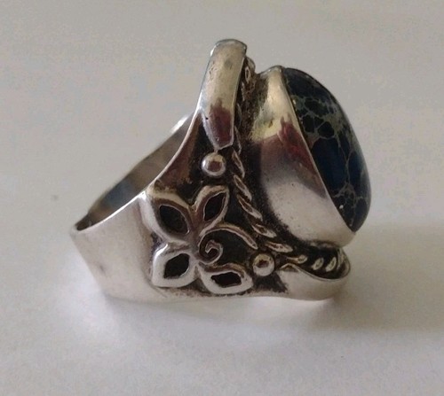Vintage Southwestern Azurite Sterling Silver Ring Size 10.5 - Picture 5 of 11