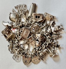 Vintage sterling silver charm bracelet 7