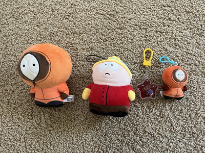 South Park plush lot of 3 + keychain - Kenny, Cartman, Stan