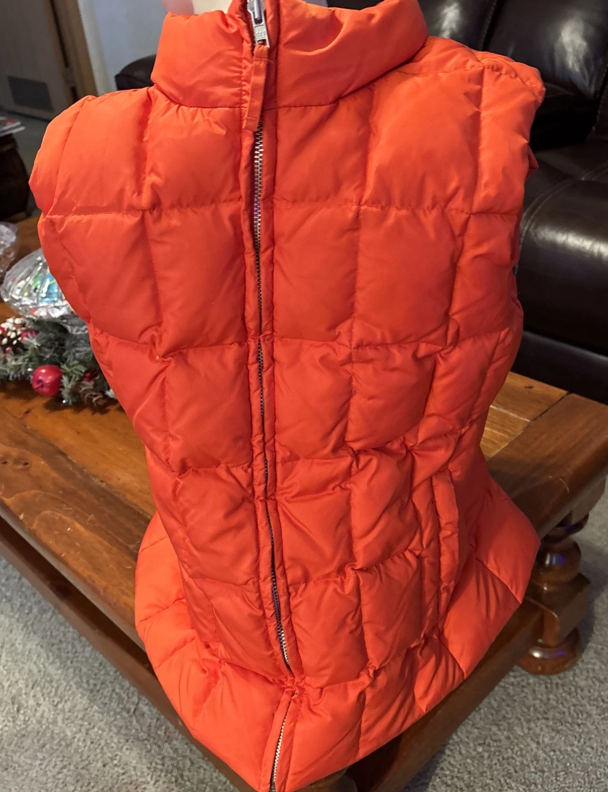 Gap Vest Mens Large Orange Puffer Coat Performance Insulated