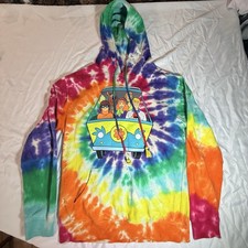 Scooby-Doo Tie Dye Hoodie Adult Medium Licensed Pullover Mystery Machine Shaggy