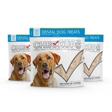 Checkups Dental Dog Treats 24 Treats 48 oz 3 Pack Oral Care Fresh Breath Plaque