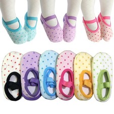 Baby Toddler Girls Socks Gift: 6 Pairs Non-Slip Grip Ankle Mary Jane Socks Fo...