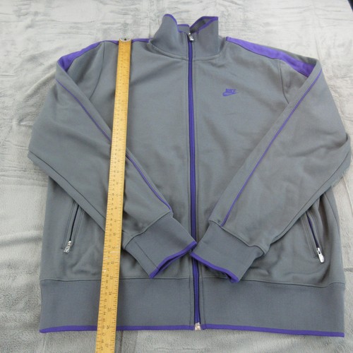 Nike Track Jacket Mens Large Gray Purple Full Zip Sportswear Retro Zip Pockets - Picture 4 of 13