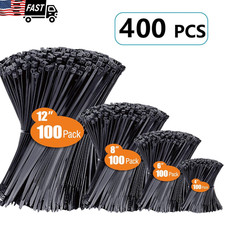 400 Pack UV Resistant Wire Black Cable Zip Ties Assorted Sizes 4  6  8  12  