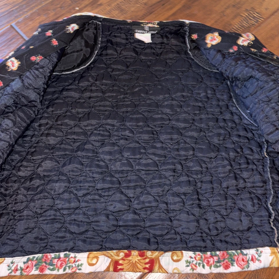 Chaqueta pequeña vintage Carole para mujer grande acolchada floral étnica abotonada años 90 Foto 3 de 4
