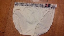 Ambrielle JCP Ivory Panties w/ Gray Snowflake Trim Underwear 7 Hi-Cut Stretchy