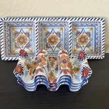 Prepara Set of 4 Taco Holder Stands Plus 3 Dish Tray Fiesta Tacos Holders