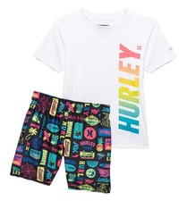 New Adorable Hurley Rash Guard And Swim Trunks Swim Set Boys Size 7 UPF 50 NWT