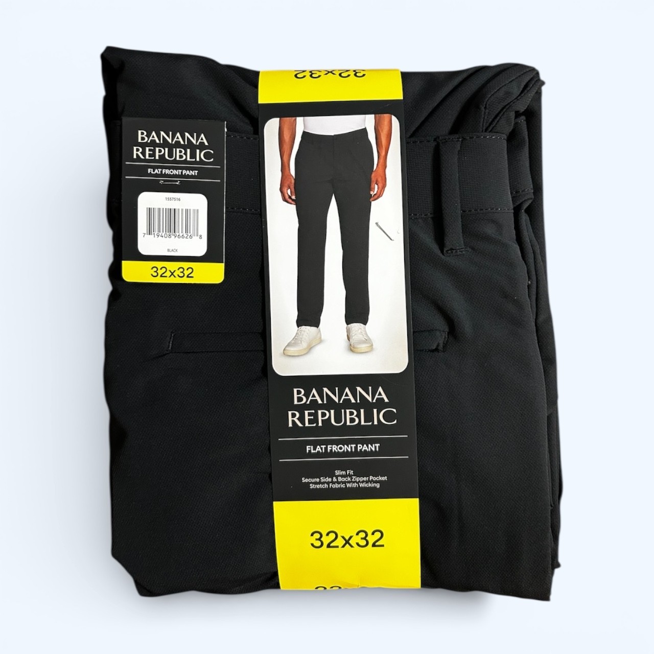 Banana Republic Mens Flat Front Slim Fit Pant Black size 32x32