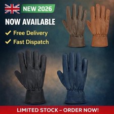 Mens 100%Goat Skin Leather Gloves Warm Chauffeur Uniform Police Military Forces