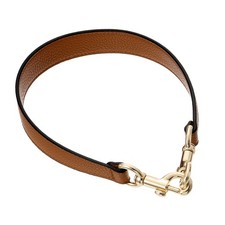 19.29 Inch PU Leather Short Bag Strap with Clasp Brown Gold Buckle