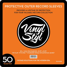 12 Inch Vinyl Record Protective Outer Sleeves- Open Top - 50 Count Clear 