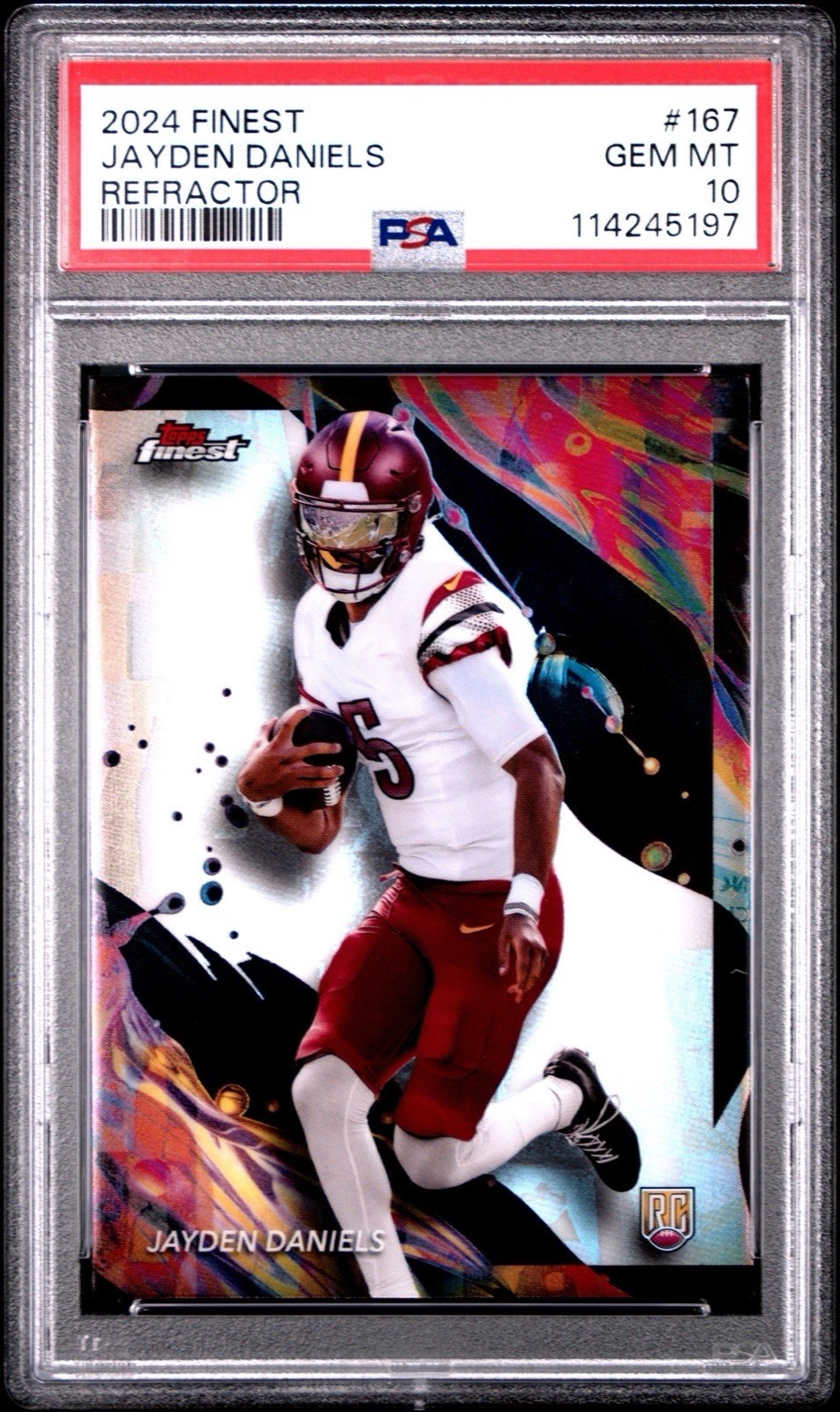 2024 Topps Finest - Refractor #167 Jayden Daniels (RC) PSA 10 COMMMANDERS