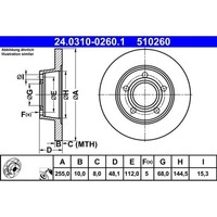 2X Ate 24.0310-0260.1 Bremsscheibe FüR Audi A6 C5 C5 4B2 4B5 4BH