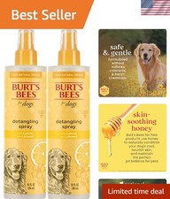 Lemon-Scented Dog Detangling Spray - Natural Leave-In Grooming 10 Fl Oz, 2 Pack