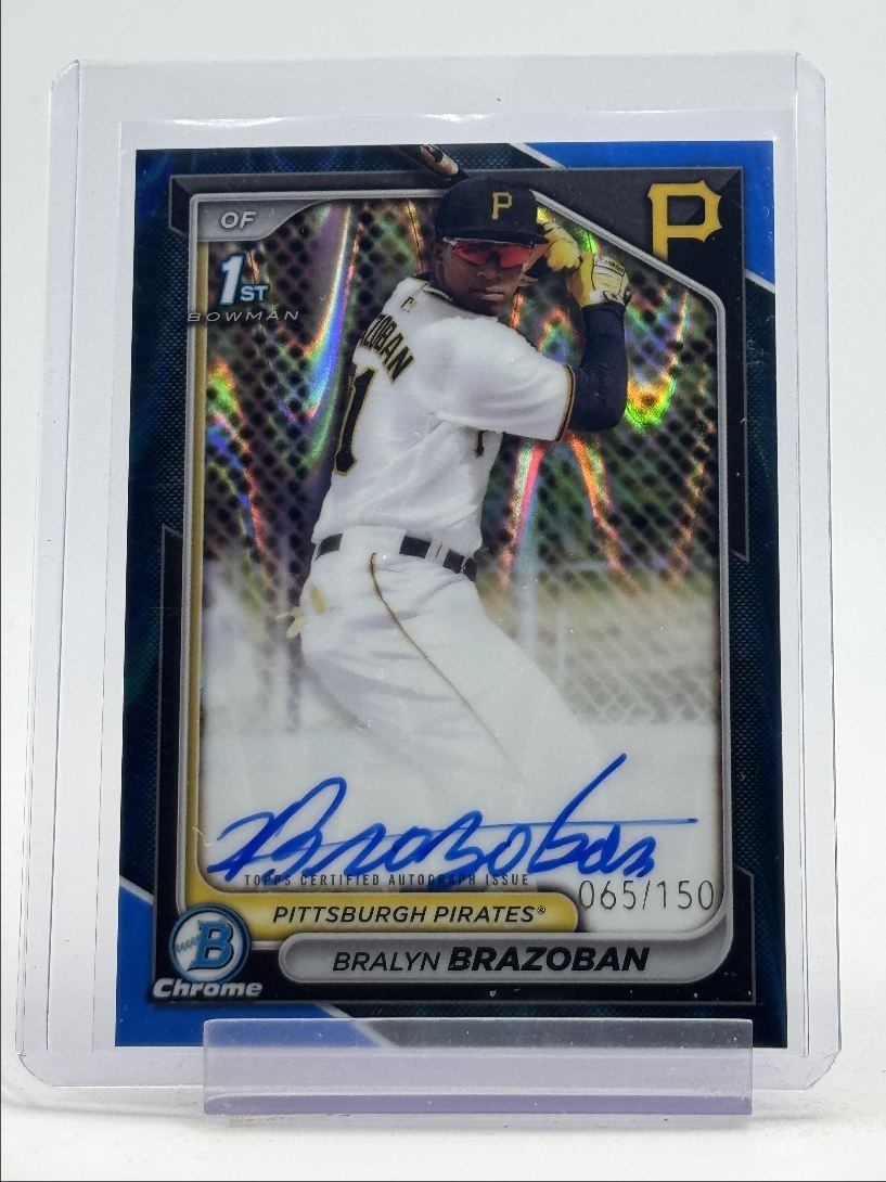BRALYN BRAZOBAN 2024 BOWMAN CHROME 1ST BLUE RAYWAVE REFRACTOR AUTO /150 Q2754