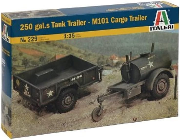 Italeri #229 250 gal. tank Trailer & M101 Cargo Trailer 1:35