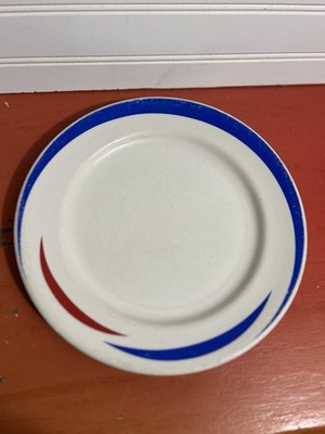 Sterling China Wellsville restaurant ware ironstone plate nautical colors vtg