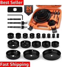 Versatile 24PCS Hole Saw Drill Bit Kit for Wood, Plastic & Drywall Projects