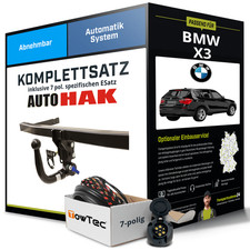 Für BMW X3 Typ E83 Anhängerkupplung abnehmbar +eSatz 7pol 01.2004-12.2010 Set