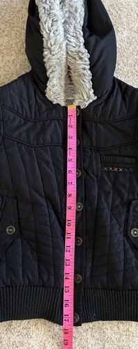 Billabong Girls Hood Jacket Coat Warm Lining Black/Brown Pre-owned - Picture 3 of 8