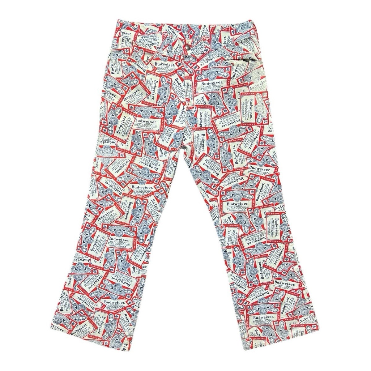 Vintage 60/70s Budweiser All Over Print Flare Jeans Rare