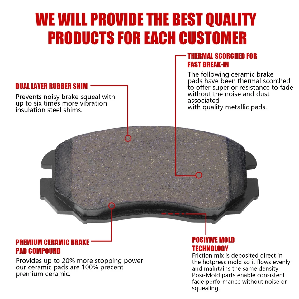 For 2014 2015 2016 2017 2018 2019 2020 Chevy Impala Front Ceramic Brake Pads - Image 3 of 4