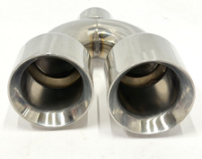Exhaust Tip 3.00 Inlet 4.00 Outlet 9.00 Long Dual Double Wall Slant Polished