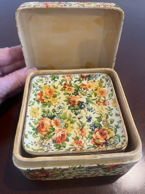 Vintage Floral Chintz Lacquerware Coaster Set (7) - Mid-Century Japan Home Decor