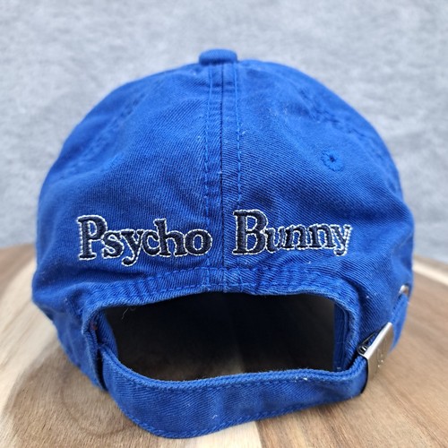 Cappello Psycho Bunny Berretto Cinghia Schiena Blu Regolabile Ricamato Golf Casual Bunny - Foto 5 di 9