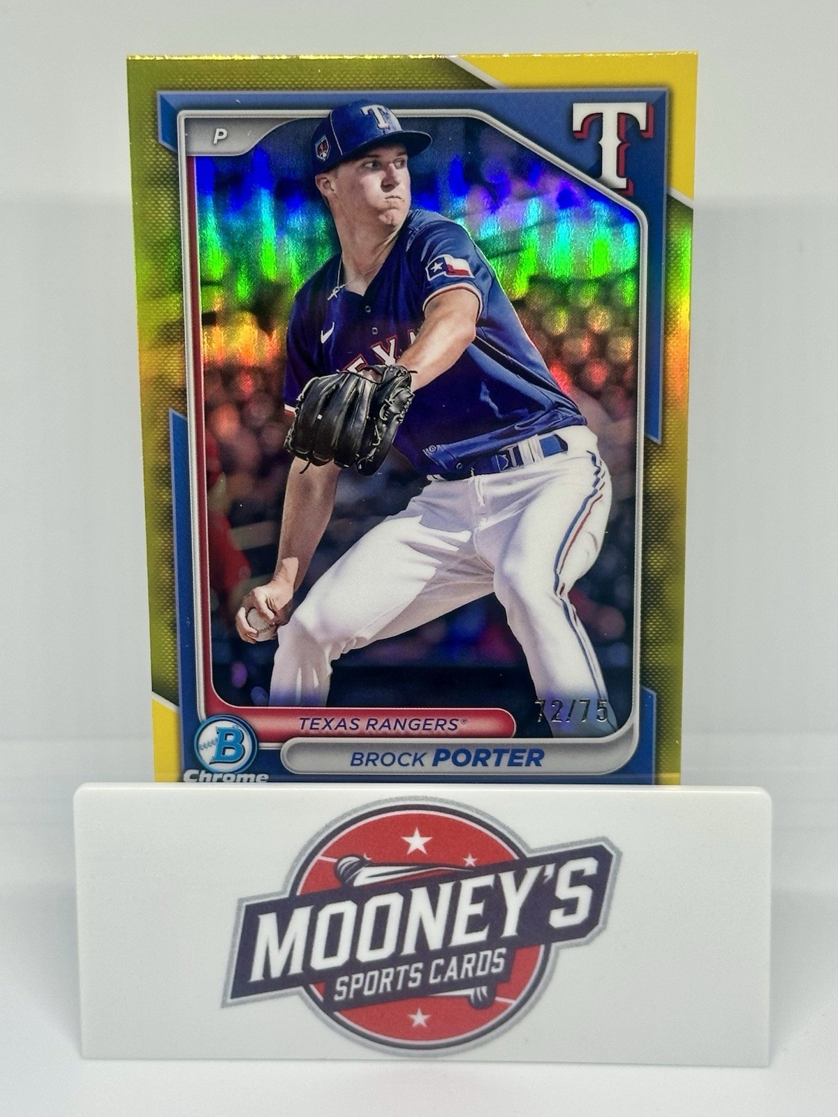 2024 Bowman Chrome Prospects Brock Porter #BCP-36 Yellow Refractor /75 Rangers
