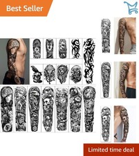 Full Arm Temporary Tattoos Waterproof Large Stickers for Men Women 22.83"