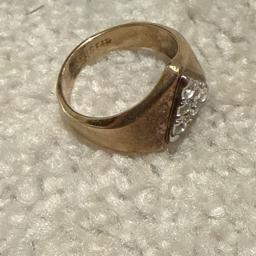 Herren 18kt HGE Ring Cluster Dreieck Vintage Antik Iron Man Vergoldet - Bild 8 von 12