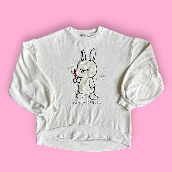 White graphic sweatshirt with balloon sleeves size M