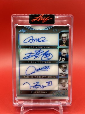 2025 Leaf Pearl Purple Joe Montana Ricky Watters ''Rocket'' Ismail Brown AUTO /4