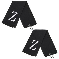 24 x 16" Personalized Golf Towels, Golf Towel with Clip Initial Z Black 