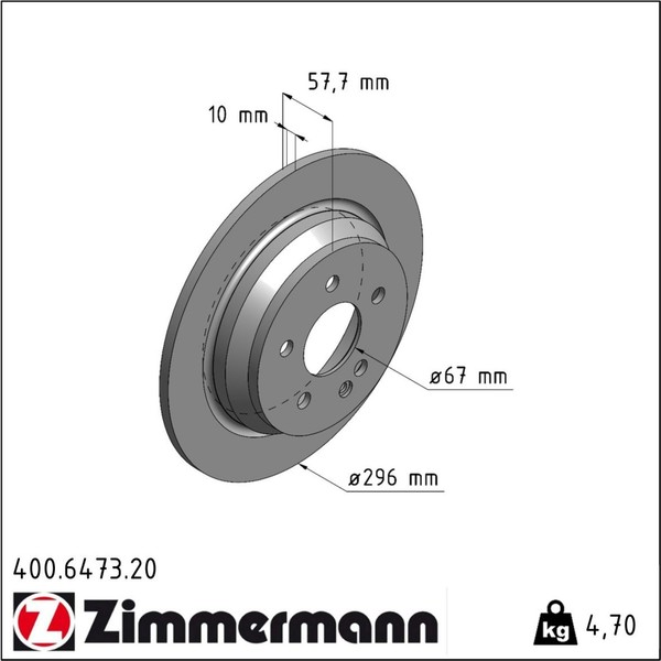 2X Zimmermann 400.6473.20 Bremsscheibe FüR Mercedes Benz Viano Vito Mixto W639-image