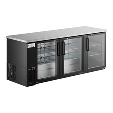 90" Black Counter Height Glass Door Back Bar Refrigerator with LED Lighting