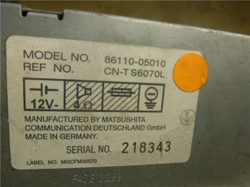 8611005010 Sistema Audio/Radio Cd para TOYOTA AVENSIS BERLINA (T22) * 20 106968 - Imagen 3 de 4