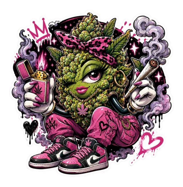 Puff Tough 420 Marajuana Sticker 3.5" X 3.5" Stoner Chick New High Quality - Image 1 of 1