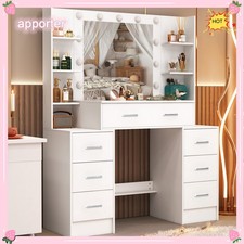 Vanity Set with 11 Led Lights Makeup Desk Mirror Dressing Dresser Table Lagre US