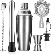 Stainless Steel 6-Piece Cocktail Shaker Set with Bar Tools and Gift Box