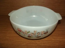 Fire King anchor Hocking Milk Glass 10 " Bowl - Flint Stone Theme VGC Free S/H