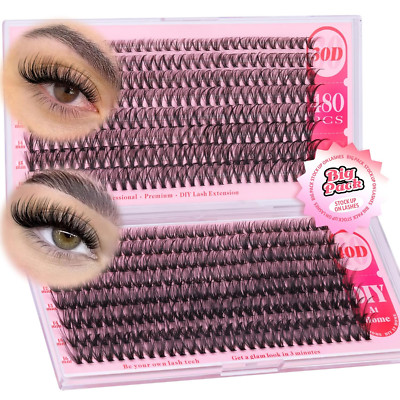 Lash Clusters Wispy 480Pcs Eyelash Clusters 30D 40D Curl Cluster Eyelash Extensi