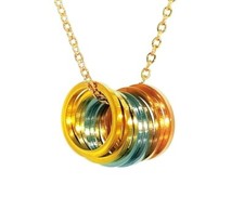 Three Colour Gold Six Rings Necklace 