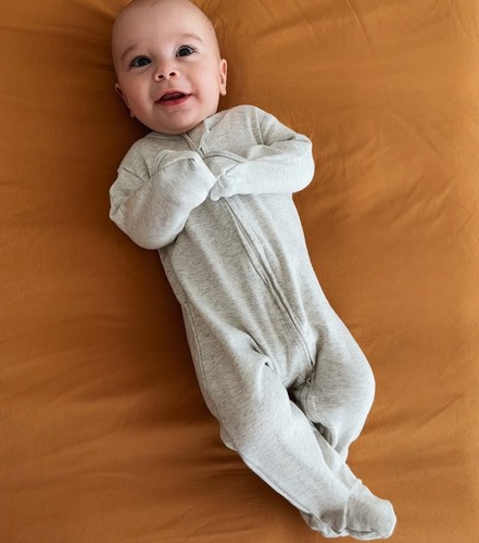 Baby Footie Pajama with Mitten Cuffs Double Zipper Infant Cotton clothes Slee... - Picture 8 of 8