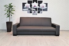 Graues Echtleder Sofa Couch mit Schlaffunktion und Bettkasten Echt Leder