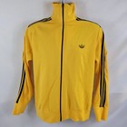Adidas Vintage 1970s Yellow Trefoil Logo Full-Zip Light Track Jacket Mens Medium