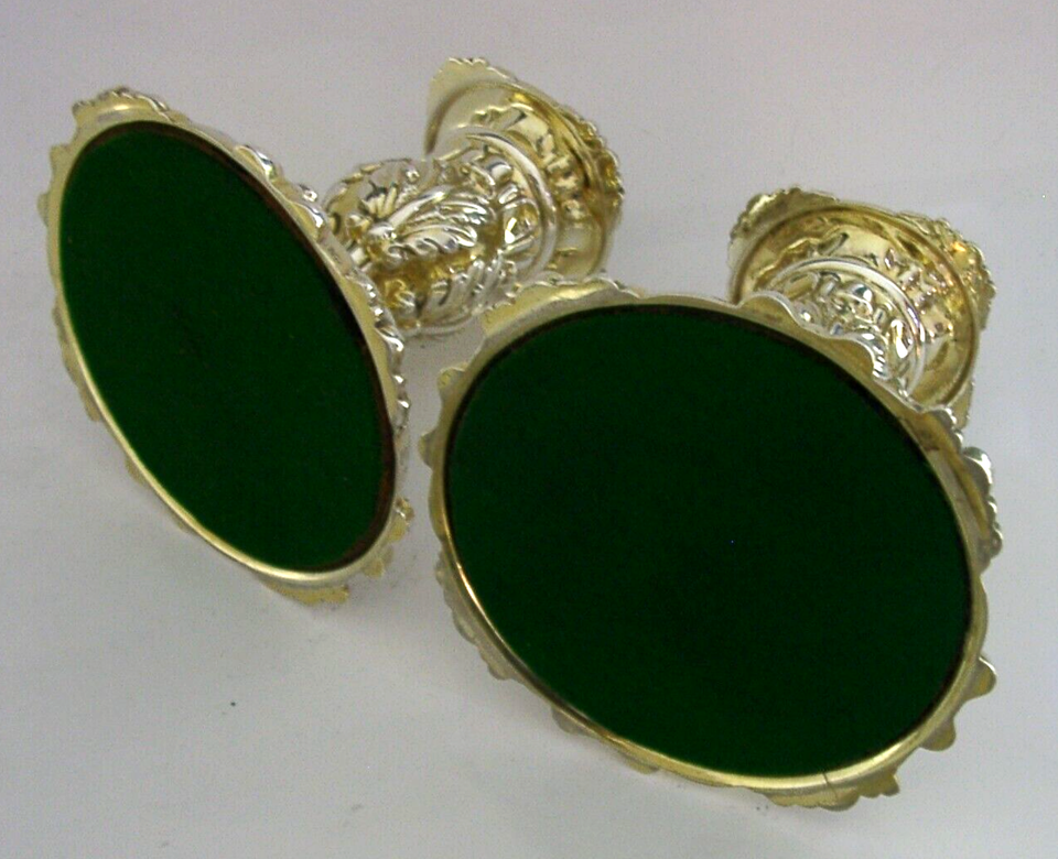 MINT ENGLISH STERLING SILVER GILT CANDLESTICKS SHEFFIELD 1825